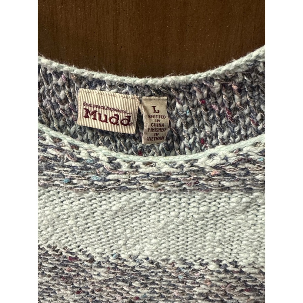 Mudd Y2K Striped Knit Sweater Light Mint Color Size L‎ - Picture 2 of 4